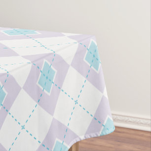 Light Blue and Purple Argyle Tablecloth
