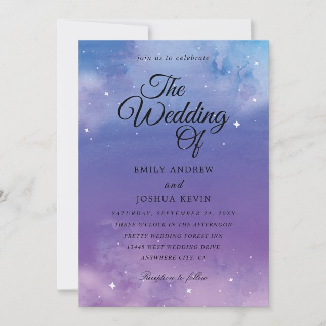 light blue and purple wedding invitations (Front)