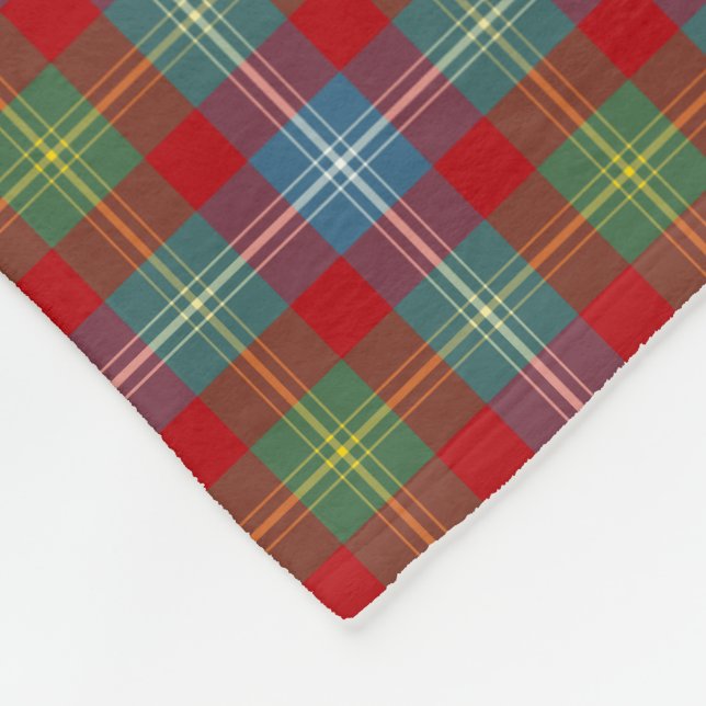 Light Blue and Red Foster Clan Ancient Tartan Fleece Blanket (Corner)