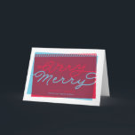 Light Blue and Red Very Merry folded holiday<br><div class="desc">A funky twist on the holiday card this design features an elegant script and color overlays of non-traditional blue and red.  Don't forget to personalize the card with your own holiday message and name on the front as well as the message inside!</div>