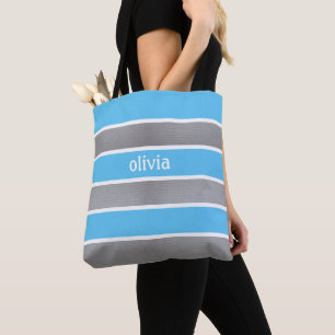 Light Blue and Silver Tote Bag