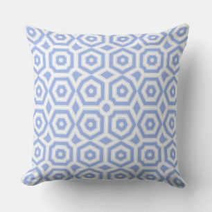 Light blue and white art deco geometric pattern cushion
