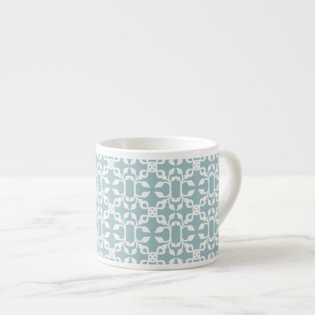 Light Blue And White Art Deco Modern Espresso Cup (Front Right)