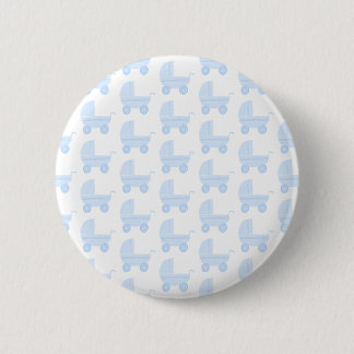 Light Blue and White Baby Stroller Pattern. 6 Cm Round Badge