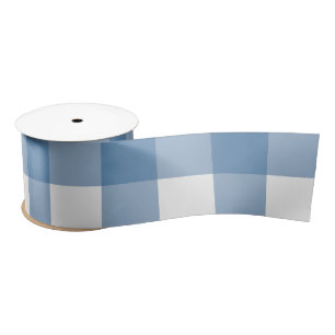 LIGHT BLUE AND WHITE BUFFALO CHECK SATIN RIBBON