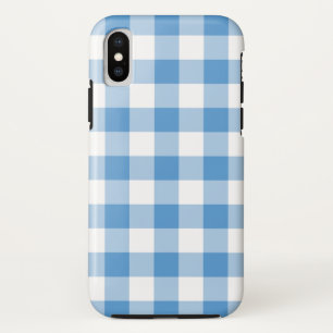 Light Blue and White Buffalo Plaid iPhone X Case