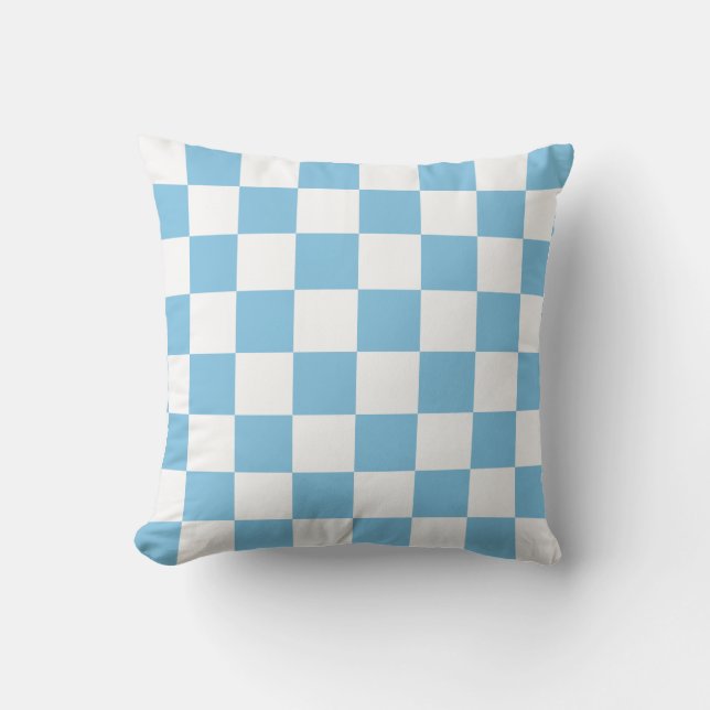 Light Blue and White Checks Cushion (Front)