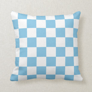 Light Blue and White Checks Cushion