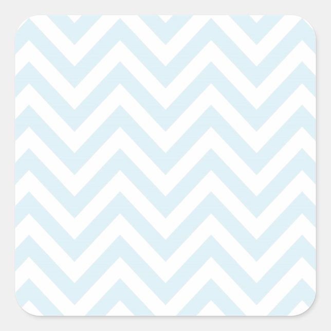 Light Blue and White Chevron Stripe Pattern Square Sticker (Front)