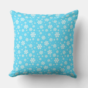 Light Blue and White Christmas Snowflakes Pattern Cushion