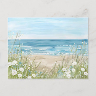 light blue and white coastal landscape postcard