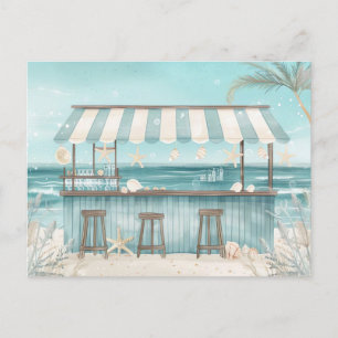 light blue and white coastal landscape postcard