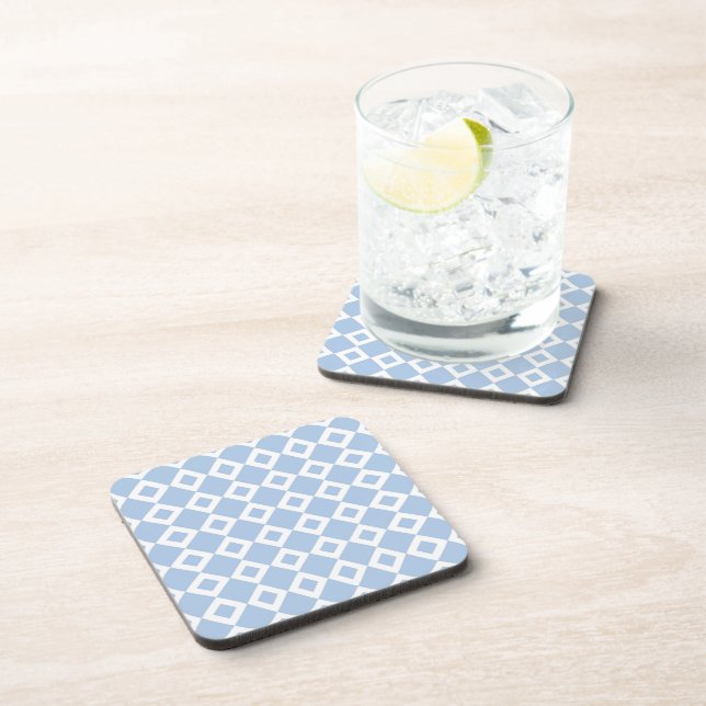 Light Blue and White Diamond Pattern Coaster (Right Side)