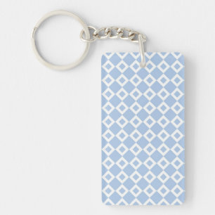 Light Blue and White Diamond Pattern Key Ring