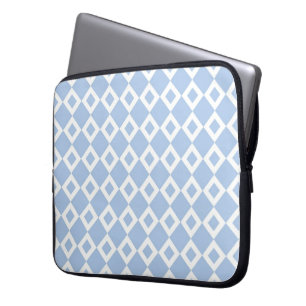 Light Blue and White Diamond Pattern Laptop Sleeve