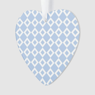 Light Blue and White Diamond Pattern Ornament