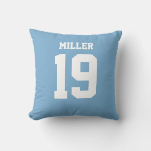 Light Blue and White Double-Sided Sports Jersey Cushion