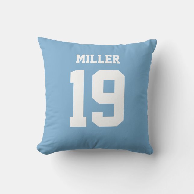 Light Blue and White Double-Sided Sports Jersey Cushion (Front)