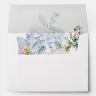 Light Blue and White Floral Wedding Envelope