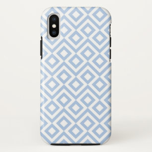 Light Blue and White Geometric Meander iPhone X Case
