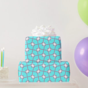 Light Blue and White Geometric Pattern Wrapping Paper