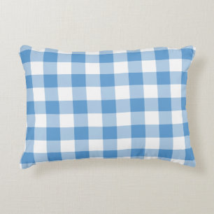 Light Blue and White Gingham Pattern Decorative Cushion
