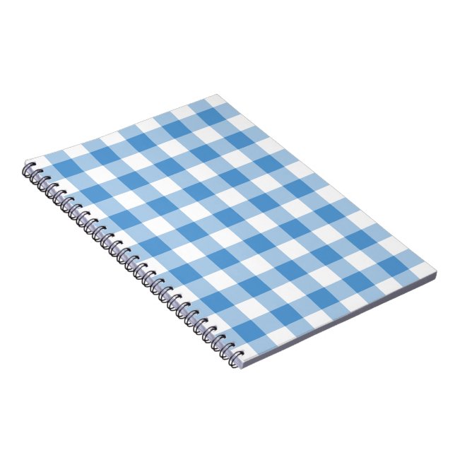 Light Blue and White Gingham Pattern Notebook (Right Side)