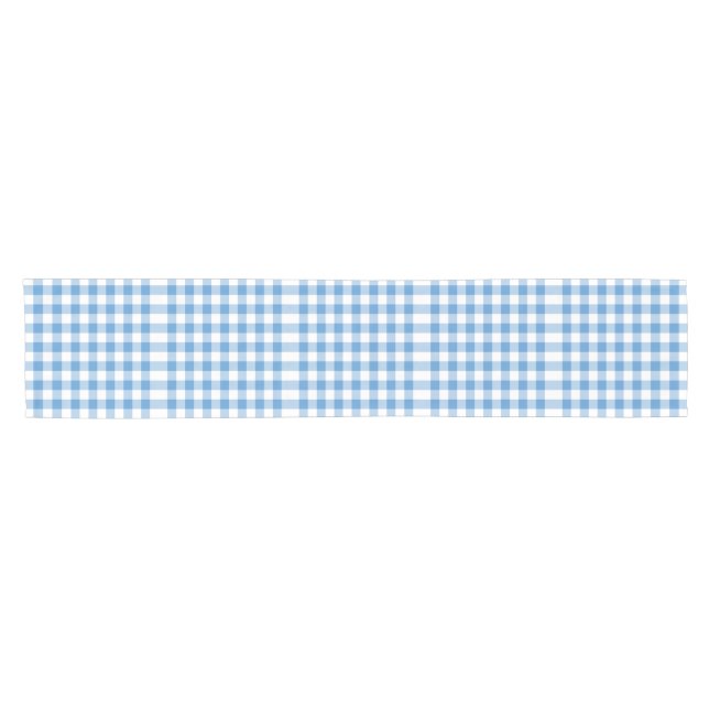 Light Blue and White Gingham Pattern Table Runner (Horizontal)