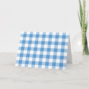 Light Blue and White Gingham Pattern Thank You Card