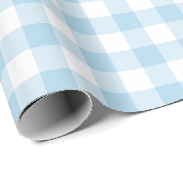 Light Blue and White Gingham Wrapping Paper (Roll Corner)