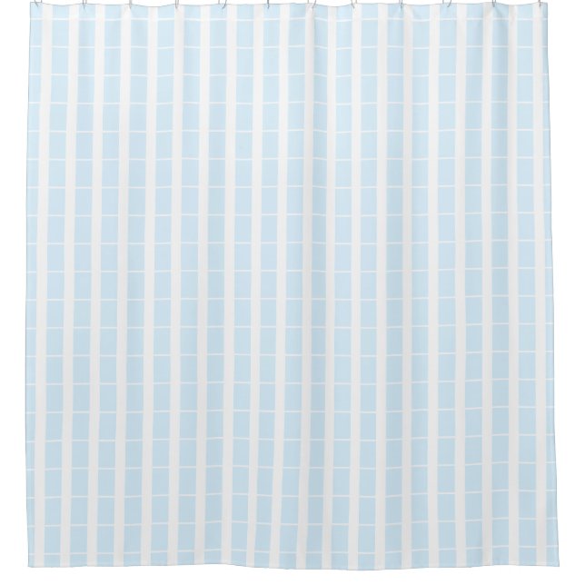 Light Blue and White Grid Shower Curtain (Front)