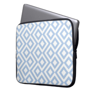 Light Blue and White Meander Laptop Sleeve