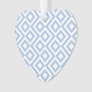 Light Blue and White Meander Ornament