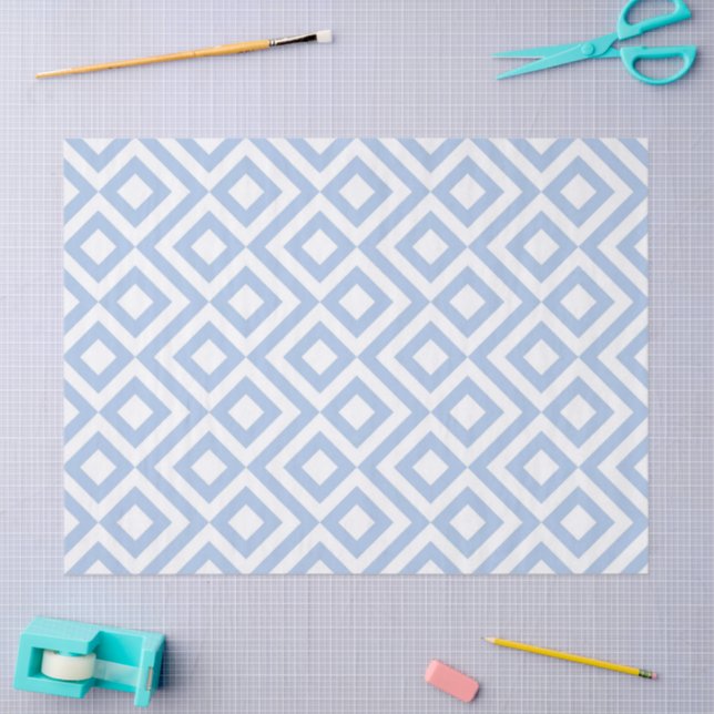 Light Blue and White Meander Tissue Paper (Craft)