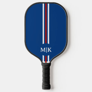 light Blue and White   Modern Monogram Pickleball  Pickleball Paddle