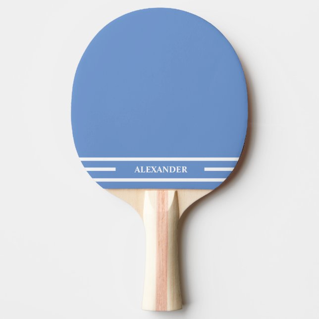 Light Blue and White Ping Pong Paddle with Name (Front)