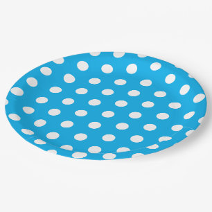 Light Blue and White Polka Dots Paper Plate