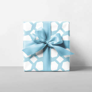 Light Blue and White Polygons Wrapping Paper
