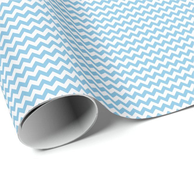Light Blue and White Small Chevron Wrapping Paper (Roll Corner)