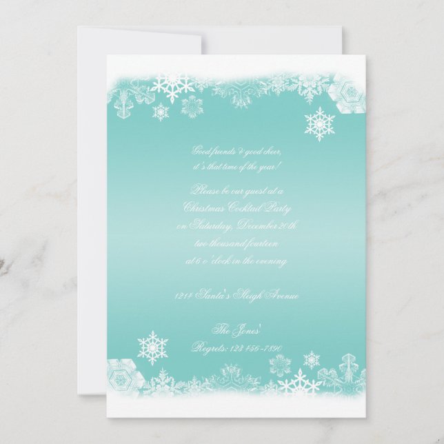 Light Blue and White Snowflake Christmas Party Invitation (Front)