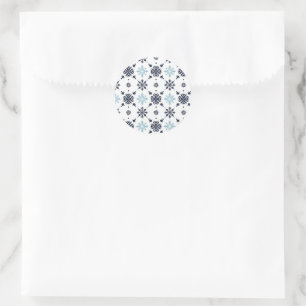 Light Blue and White Snowflake  Classic Round Sticker