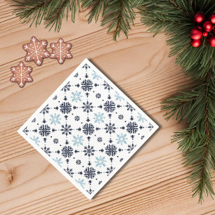 Light Blue and White Snowflake  Napkin