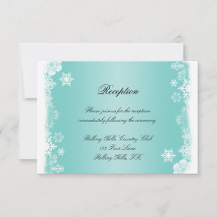 Light Blue and White Snowflake Wedding Reception Invitation