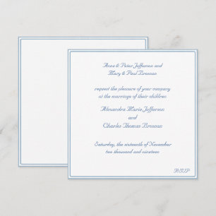 Light Blue and White Square Wedding Invitation
