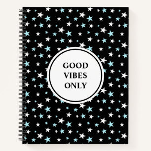 Light Blue and White Stars on Navy Blue Notebook