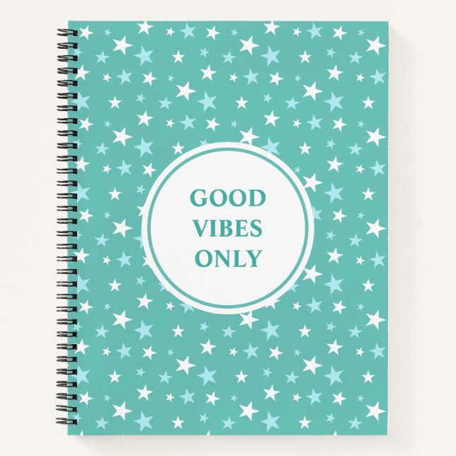 Light Blue and White Stars on Teal Notebook (Front)