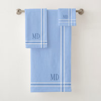 Light Blue and White Striped Custom Initials