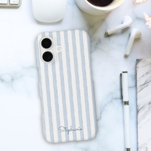 Light Blue And White Striped Pattern Custom Name