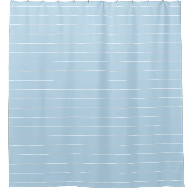 Light Blue and White striped Shower Curtain (Front)