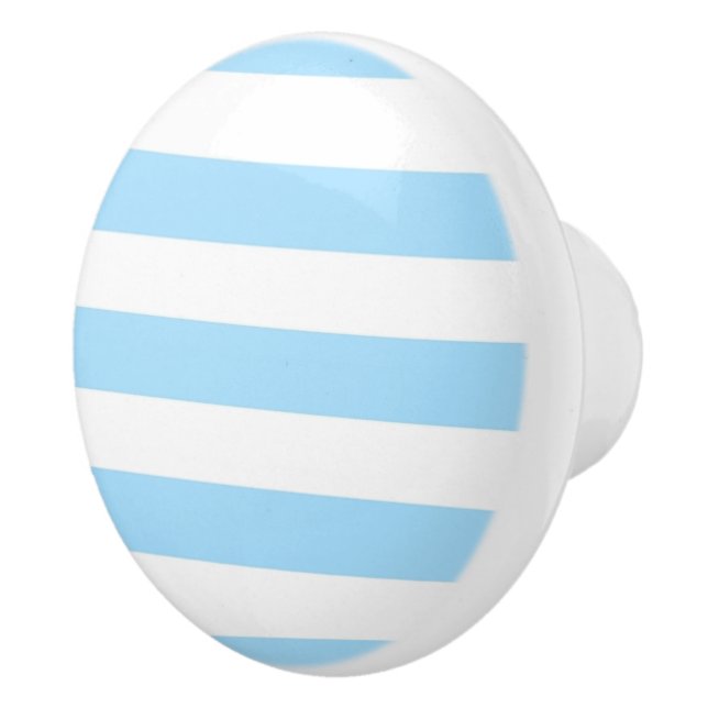 Light Blue and white Stripes Ceramic Knob (Right)